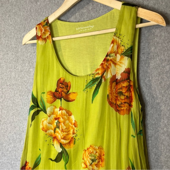 Soft Surroundings Dress Womens Medium Floral Sheath Sleeveless Crinkle Maxi Long - Picture 6 of 11